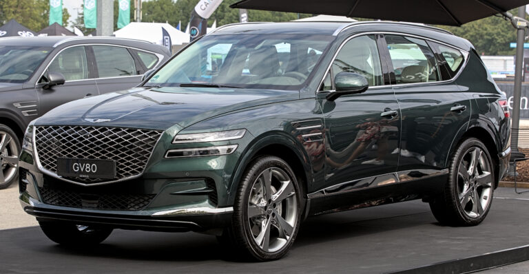 Who Makes Genesis Cars? Genesis GV80 dark model at IAA auto show